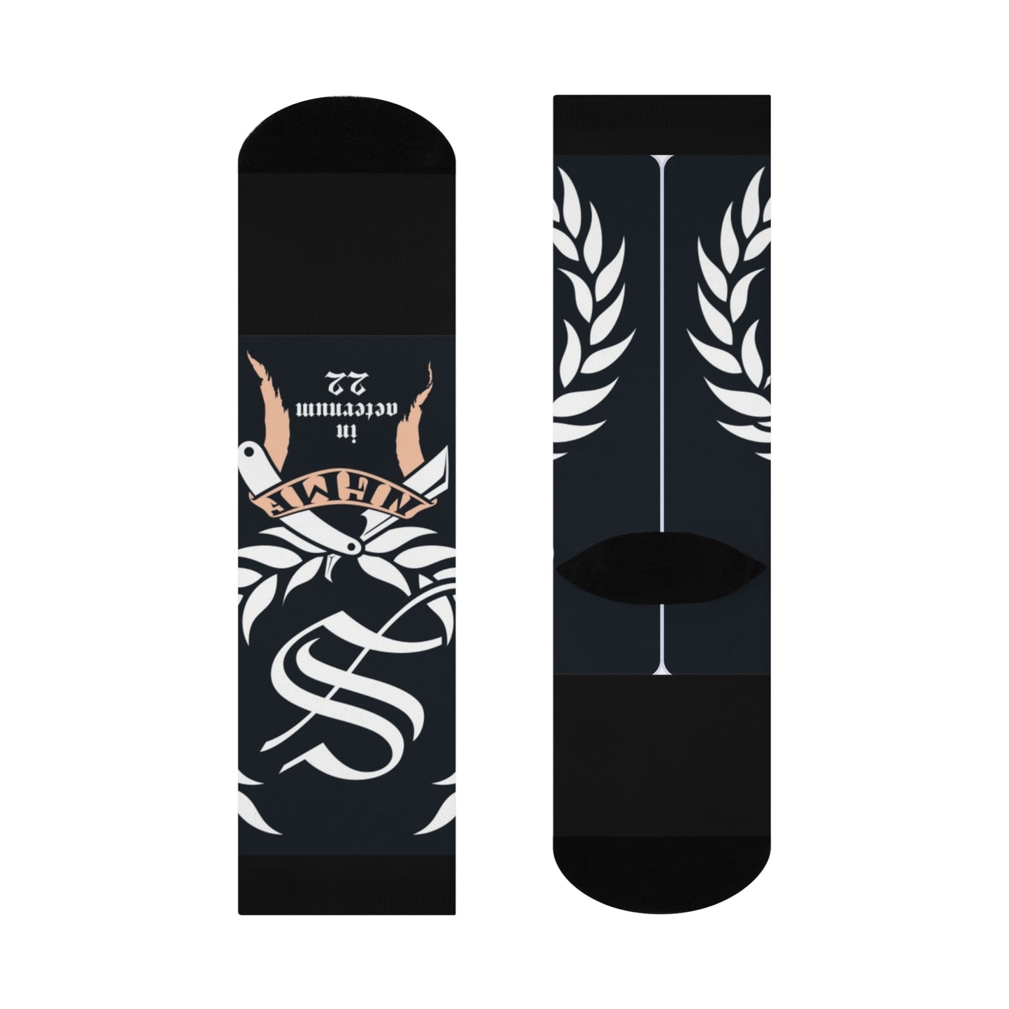STOUT SSP 22 - Step Up - Old English 'S' Wreath Socks — 'in aeternum 22' Crew Cushioned Socks