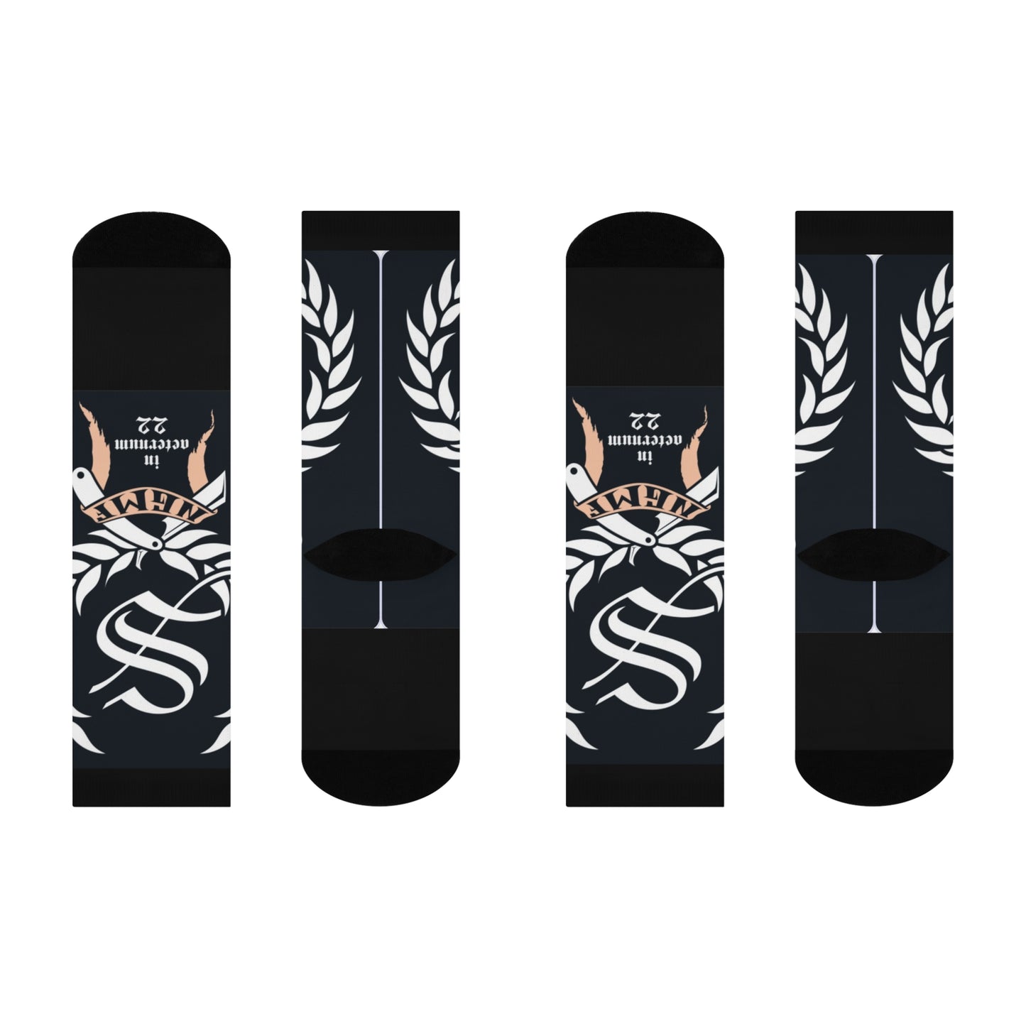 STOUT SSP 22 - Step Up - Old English 'S' Wreath Socks — 'in aeternum 22' Crew Cushioned Socks